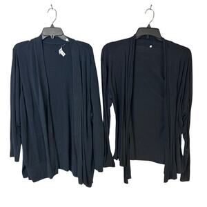 Lot of 2 Womens 3XL Black Long Sleeve Open Front Knit Cardigan Good Condition